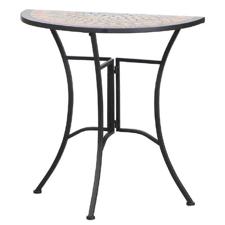 SIENA GARDEN Tisch Prato halbrund 70 cm Eisen mit Mosaikoptik